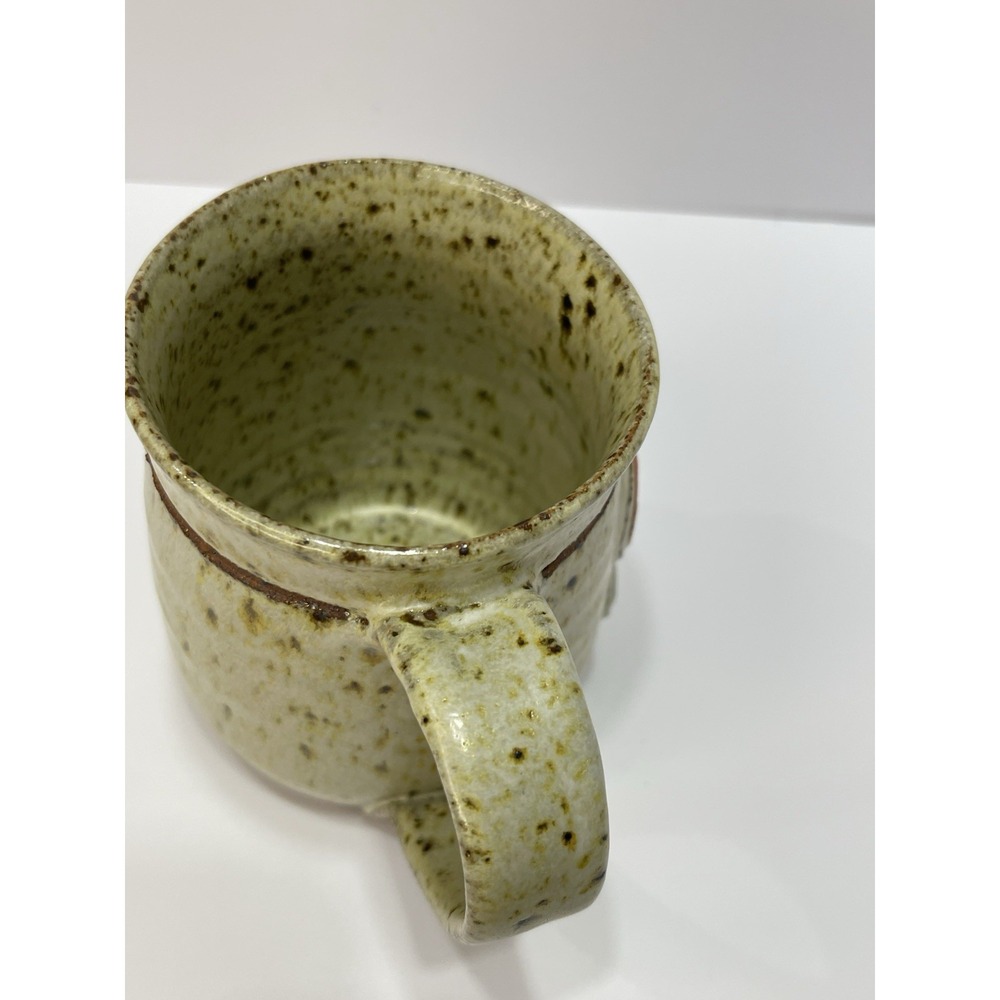 Rustic Initials GP Vintage Stoneware Ceramic Coffee Mug Speckled Oatmeal Glaze - Picture 7 of 8